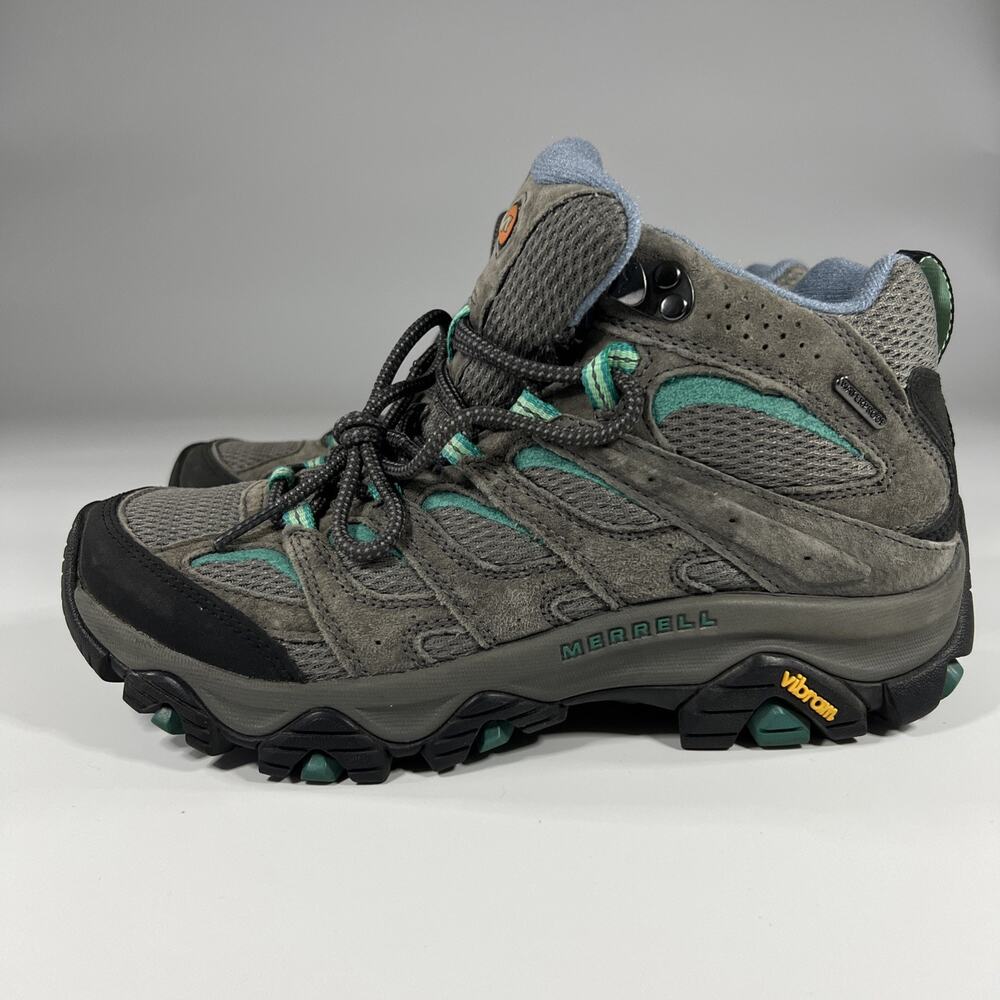 Merrell Moab 3 Mid Waterproof Hiking Boots Brown/Teal Women’s Sz 9 US - Picture 2 of 12